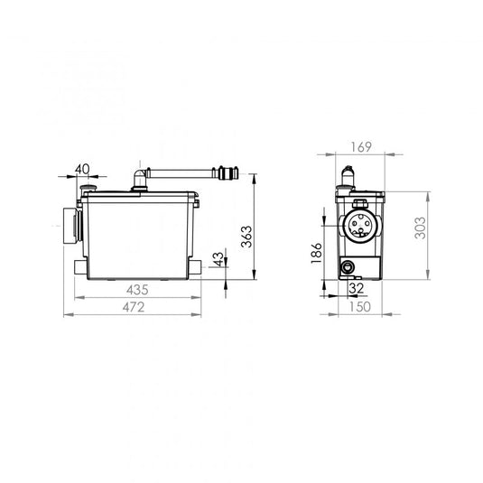 SaniPack Pro Up Macerator Pump, Grey Water and Black Water Pump